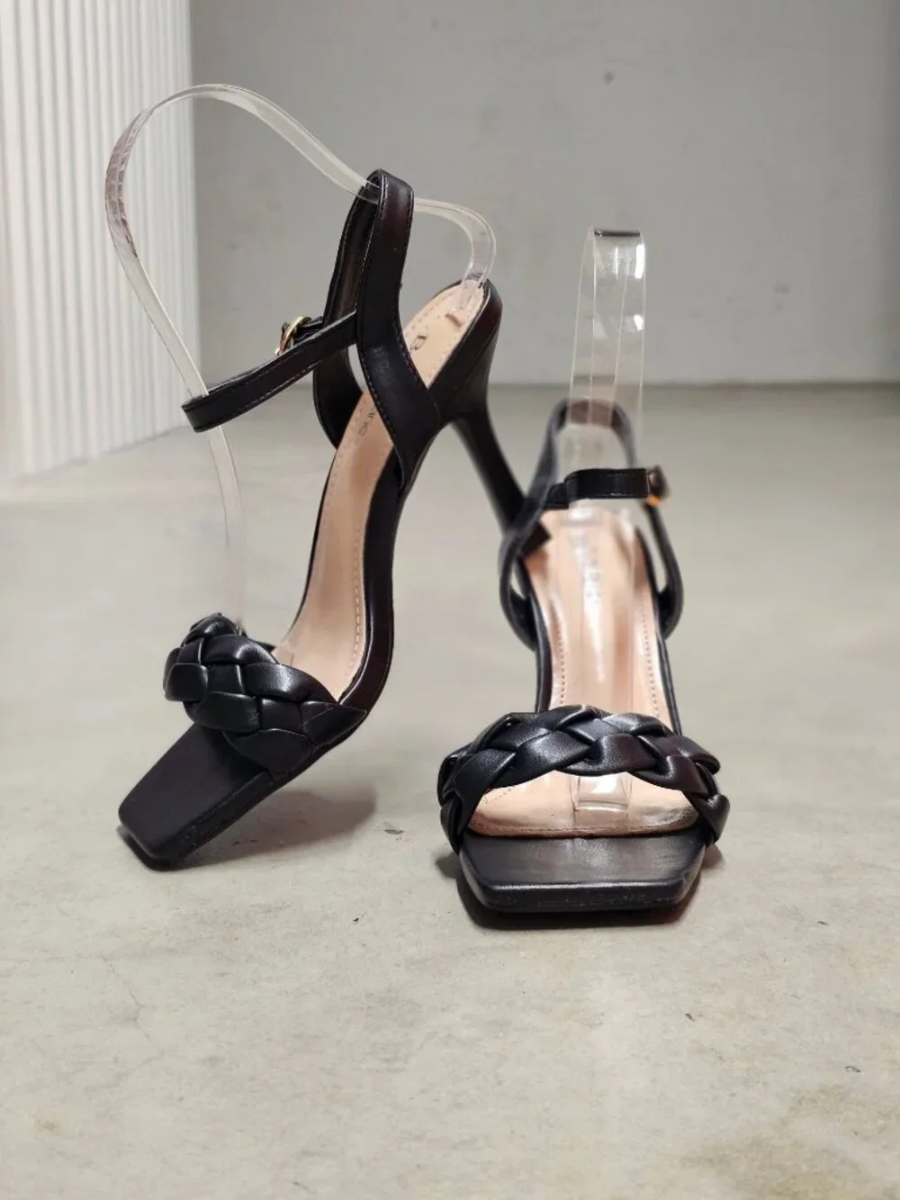 Braided Strap High Heel Sandals With Adjustable Ankle Strap & Square Toe Design - Picture 10 of 14